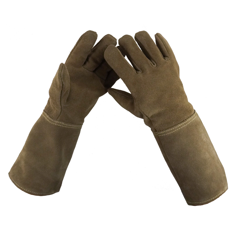 Hitzeschutz-Lederhandschuh aus hitzebeständigem Leder mit doppelter Innenhandverstärkung