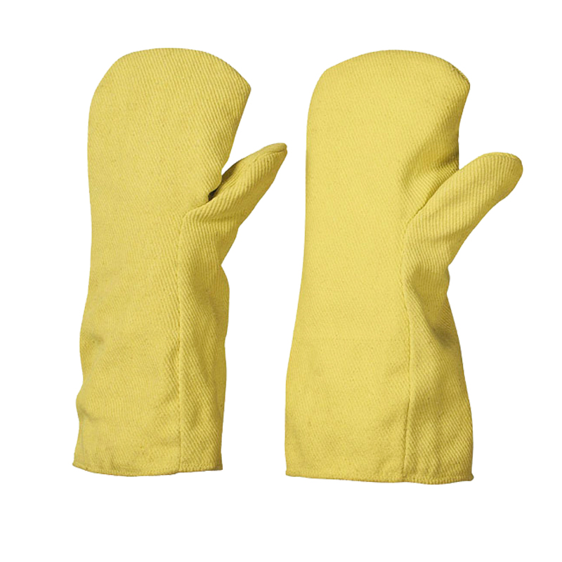 Hitzeschutz-Fausthandschuh aus ARAMID-Gewebe mit doppelte Isolationsfütterung, beidseitig tragbar.