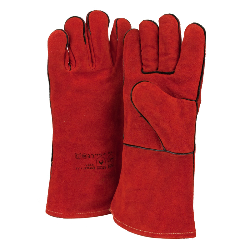 Handschuh aus Rindspaltleder mit kräftiger Baumwollfütterung.