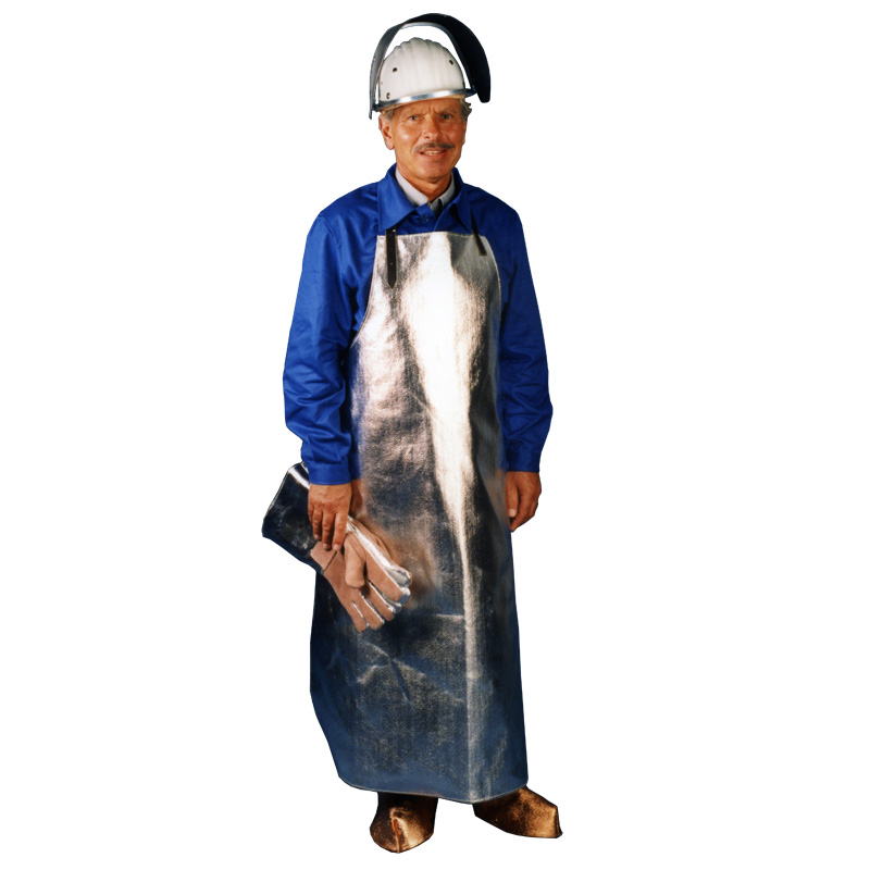 Hitzeschutz Latzschürze in der Länge von 125 cm, bei einer Körpergröße von ca. 180 cm.